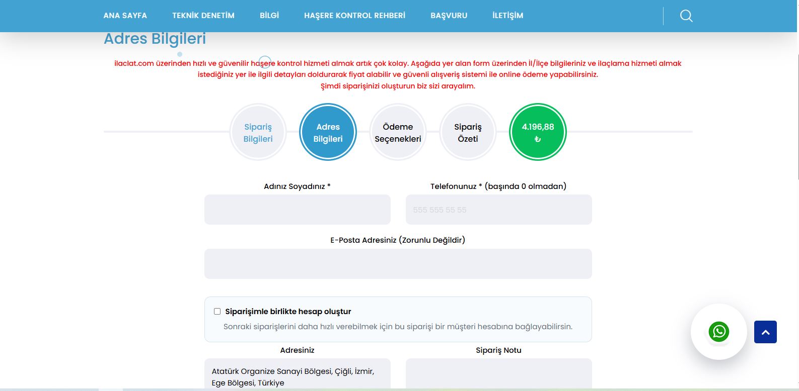 zararlı türü seçimi ve ilaçlama uygulama alanı belirleme ekranı